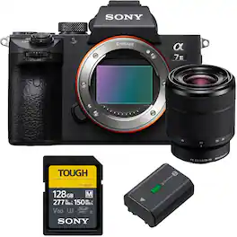 Sony - a7 III Mirrorless Full Frame Camera + 28-70mm Lens Kit with 128GB Battery Bundle