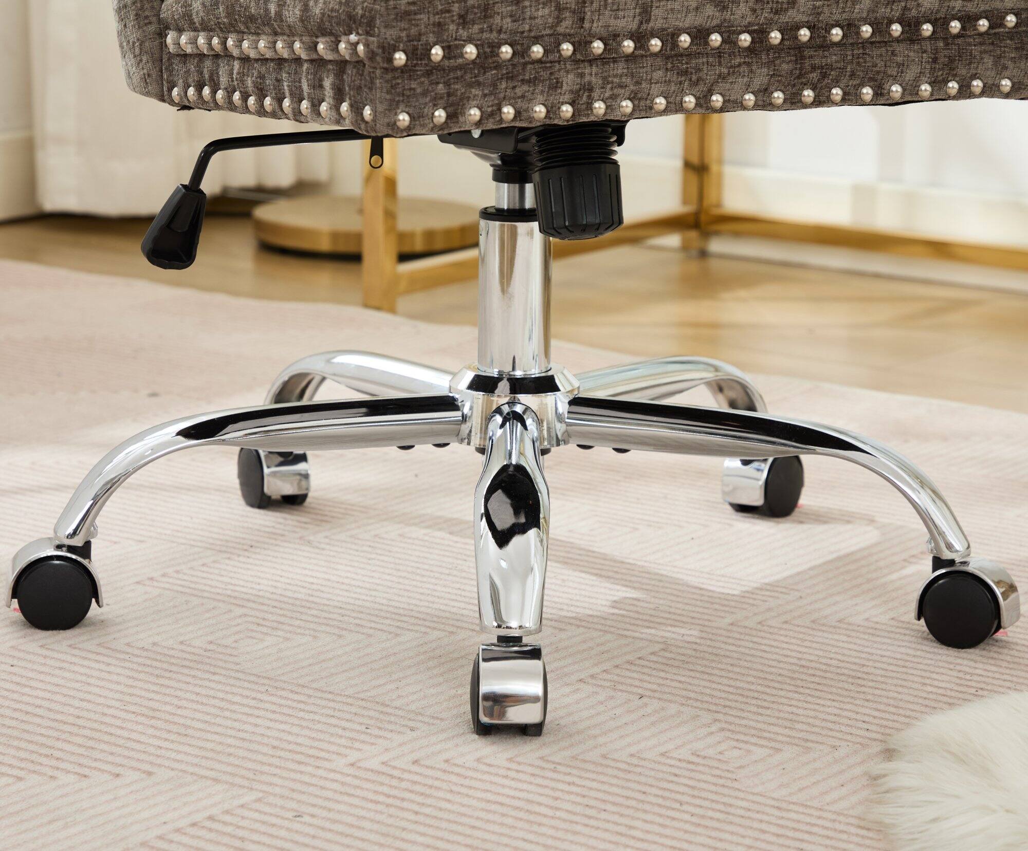 Alt View 7. PexFix - Modern Office Chair, Tufted Chenille Upholstery, Adjustable Height & Swivel with Chrome Base, for Home Office - Gray.