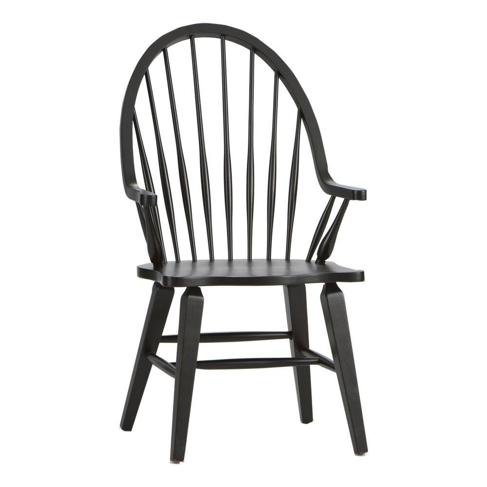 Back. Liberty Furniture Industries - Hearthstone Ridge Windsor Back Arm Chair - Black in Tobacco - Brown.