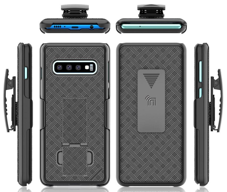 Alt View 9. Nakedcellphone - Case with Stand and Belt Clip Holster for Samsung Galaxy S10 - Black.