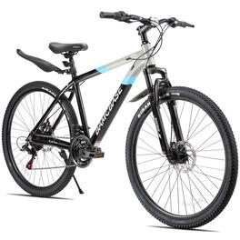 JOYSTAR - BAMCBASE Rockford 27.5 Inch Mountain Bike, 21-Speed Adult Bicycle for Men and Women, MTB with Dual Disc Brakes - Gray