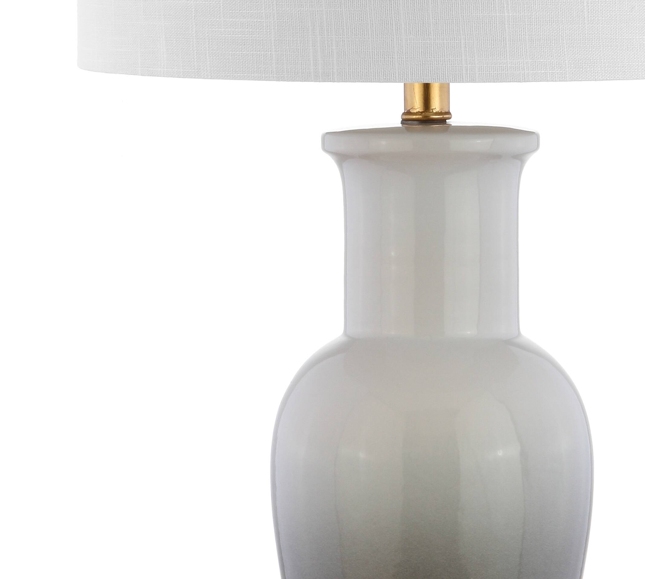 Alt View 6. Jonathan Y - Dip Dye 31.5" Ceramic LED Table Lamp, White/Grey - White/Gray.