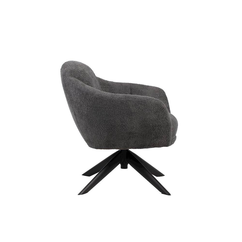 Alt View 2. New Classic Furniture - Fleming Metal and Fabric Swivel Lounge Chair in Gray - Grey.