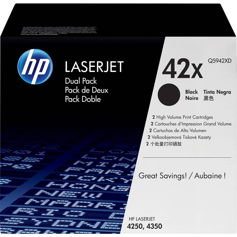 Front. HP - 42X XL 2-Pack High-Yield - Black Toner Cartridges - Black.