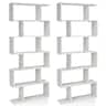 Gymax - 2 PCS 6 Tier S-Shaped Bookshelf Storage Display Bookcase Z-Shelf - White