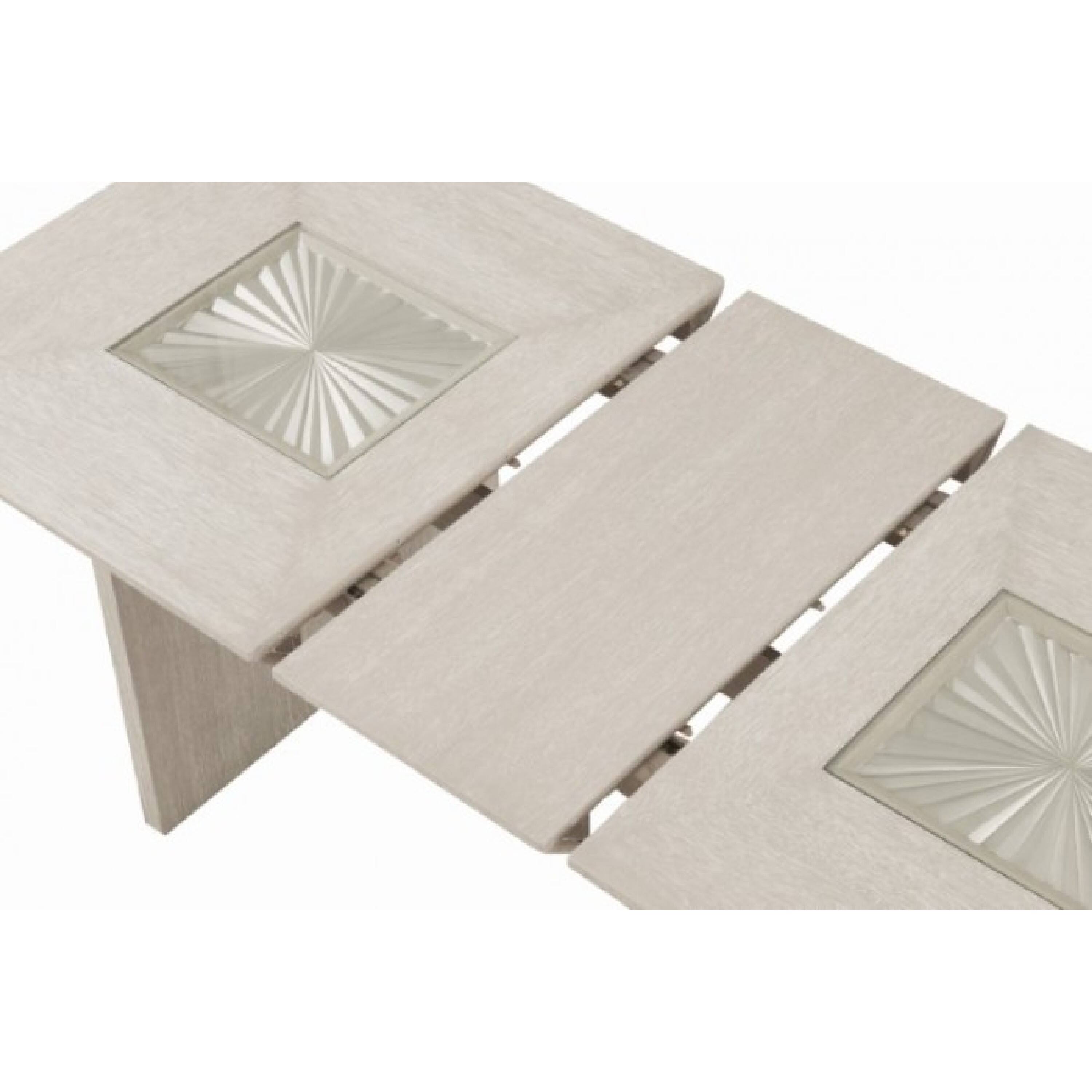 Alt View 3. Manhattan Lane - Diaz 72-90 Inch Extendable Dining Table, Glass and Light Gray Wood - Light Gray.