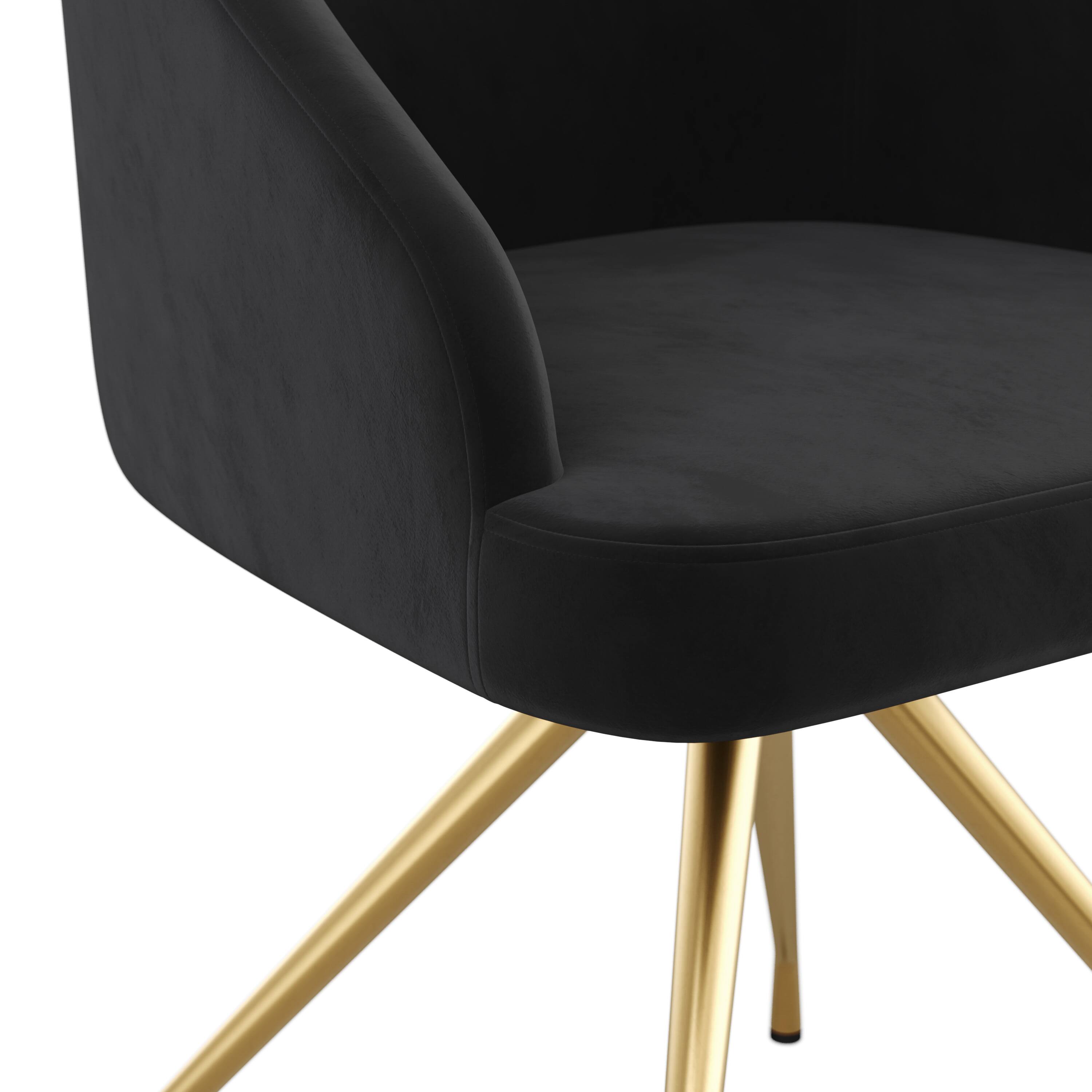Alt View 21. Martha Stewart - Sora Velvet Upholstered Office Chair - Black Velvet/Polished Nickel.