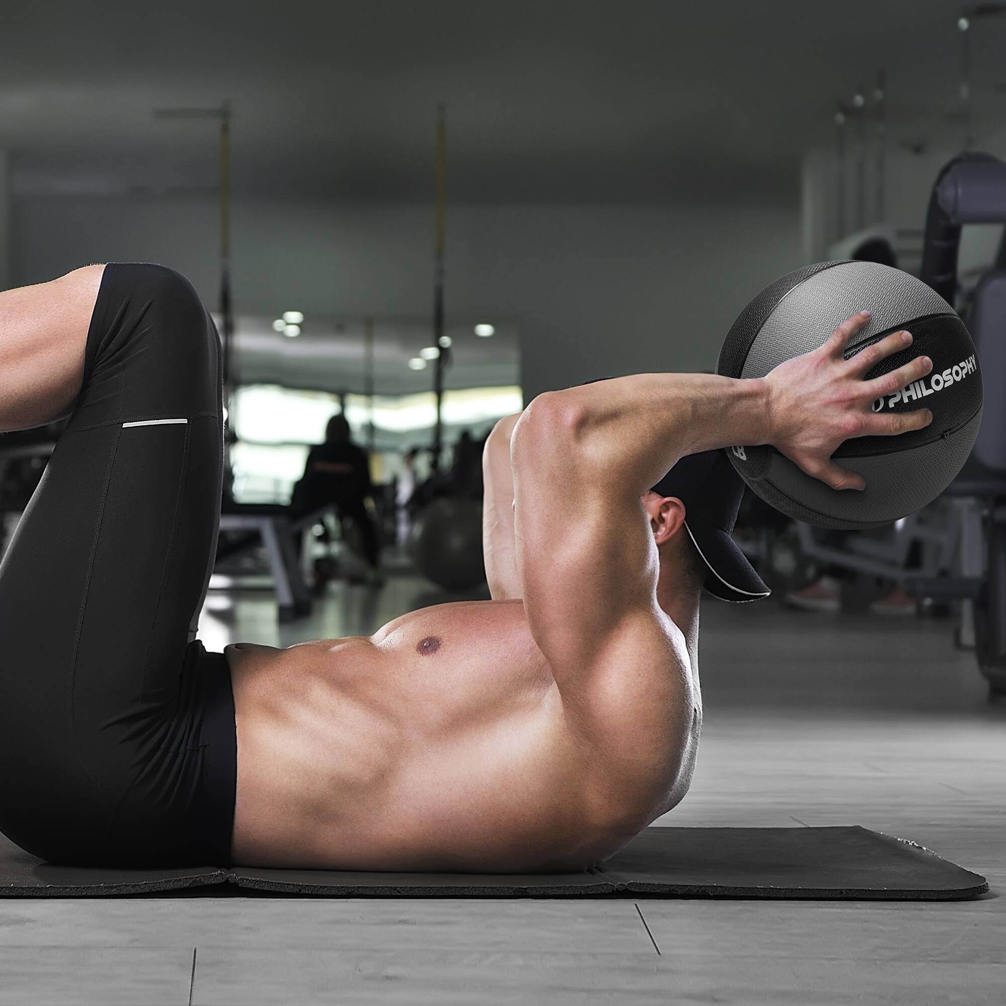 Alt View 6. Philosophy Gym - Medicine Ball - Weighted Fitness Ball - Non-Slip Grip - Black.