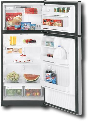 Front Standard. GE - 16.6 Cu. Ft. Frost-Free Top-Mount Refrigerator - CleanSteel Stainless.