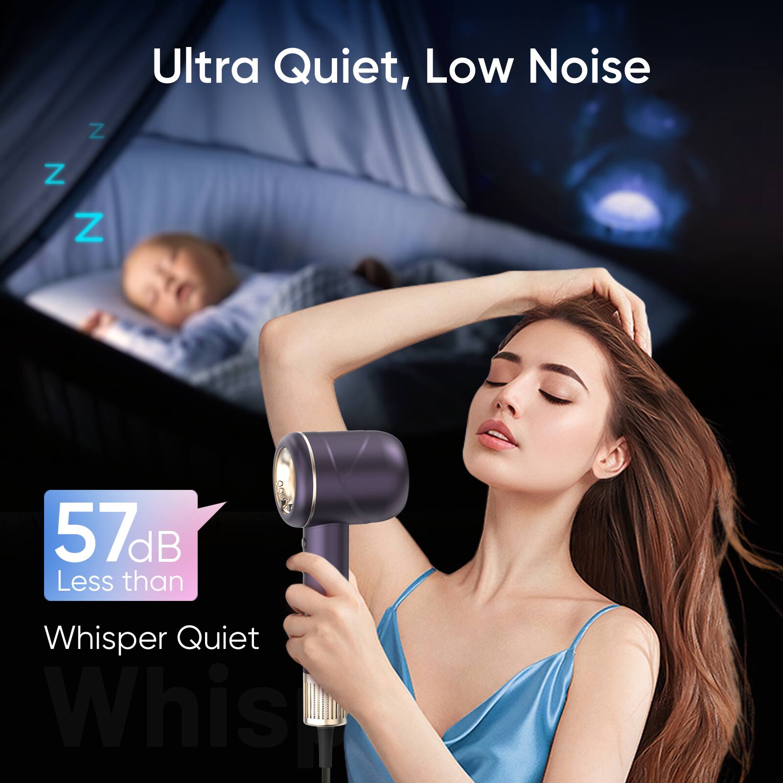 Ultra Quiet, Low Noise

Z Z Z

57 dB Less than Whisper Quiet Whis