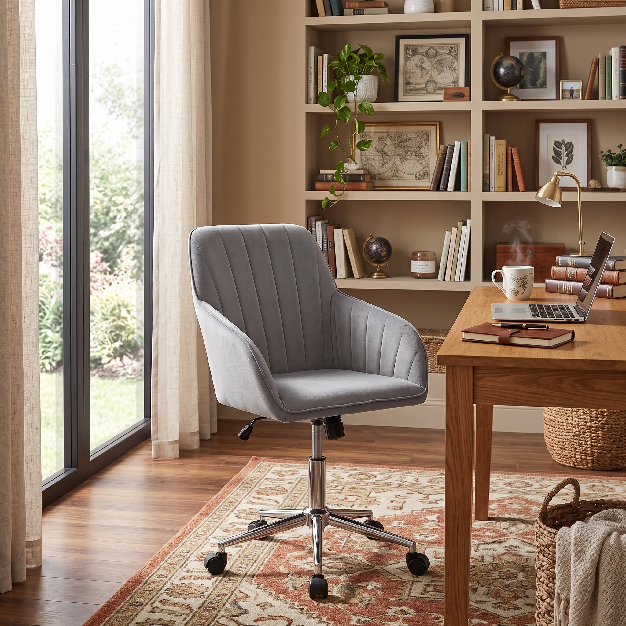 Alt View 9. Forest'nSky - Silver Metal Adjustable Office Chair with Ergonomic Swivel Chair, Backrest Seat,Gray - Gray.