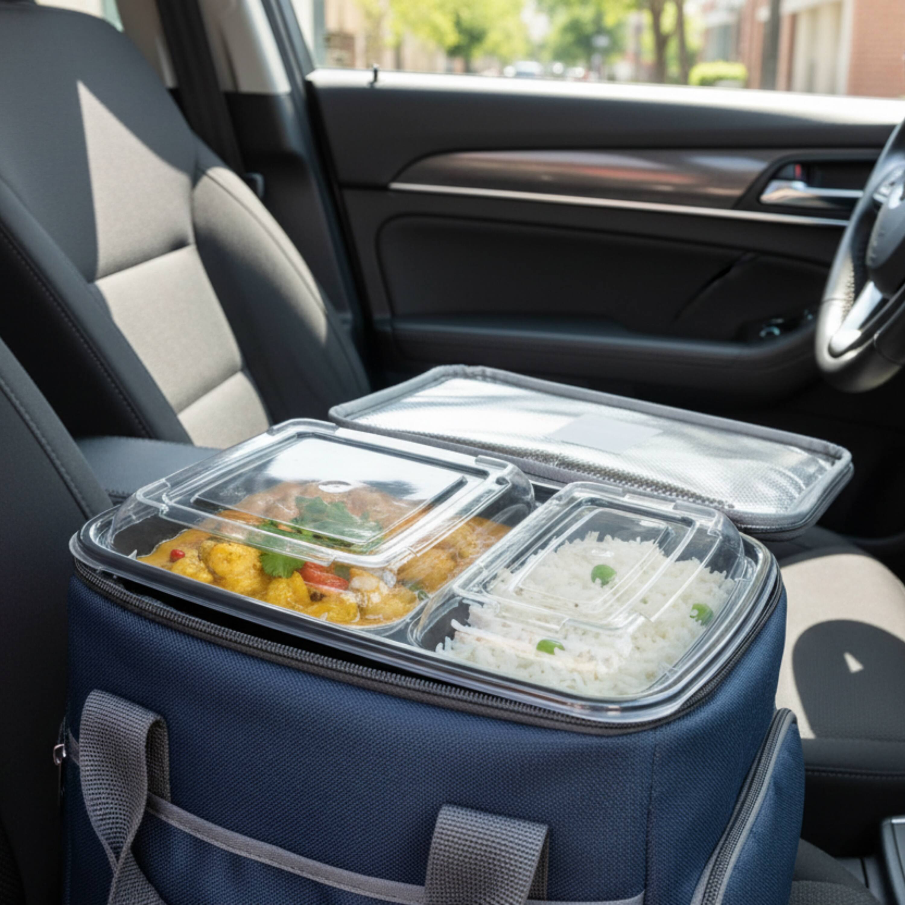 Alt View 3. Eco Harmony Products - Microwaveable Compartmental Container (Rectangular) with Lid 2-compartment, 32oz, 150-Pack - Black.