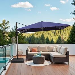 Crestlive Products - 12ft Aluminum Slide-tilt Cantilever Patio Umbrella with 350lbs Wheeled Base - Navy blue