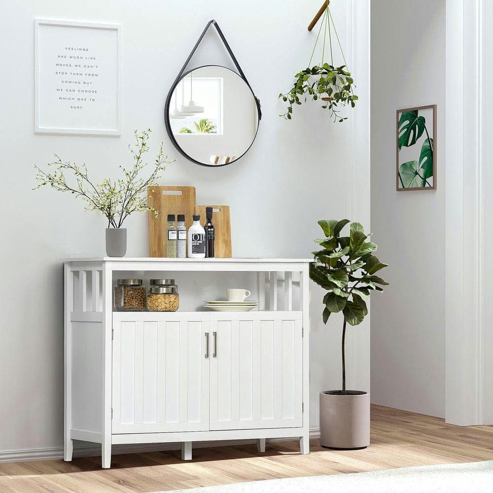 Kadyn - Versatile Sideboard & Coffee Bar Cabinet with 2 Doors and Shelving - White