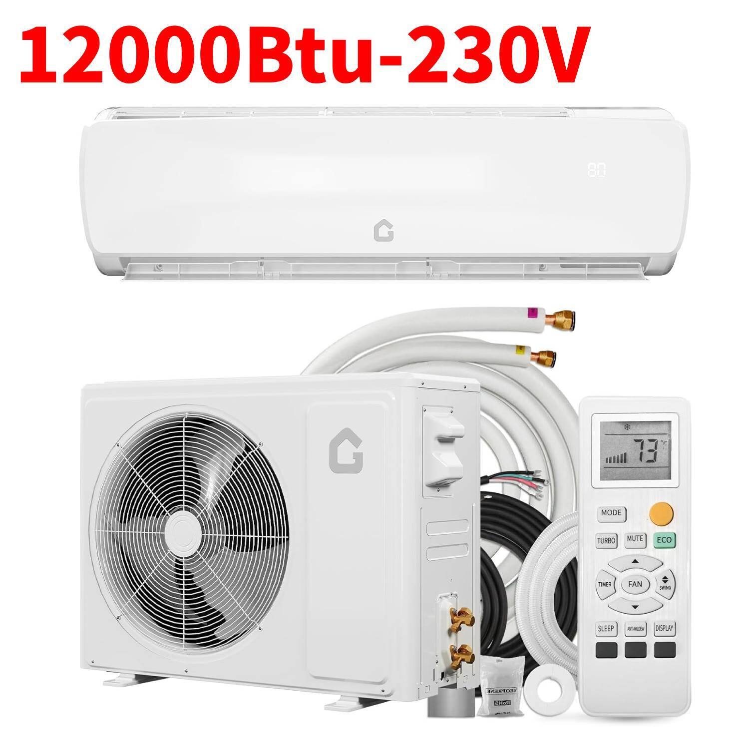 Acekool 12000BTU Mini Split Ac/Heating System, 230V Q Panel Indoor