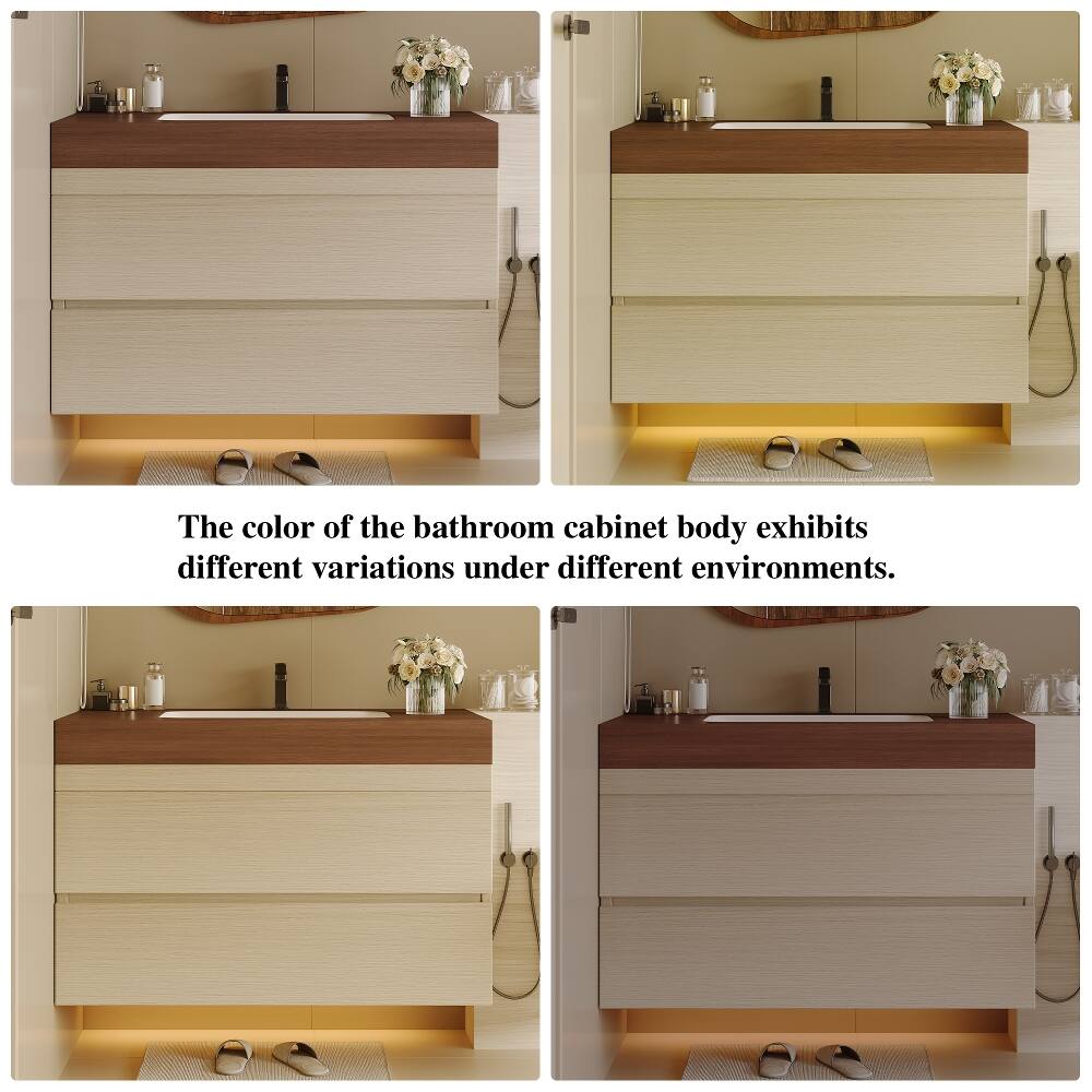 The color of the bathroom cabinet body exhibits different variations under different environments.