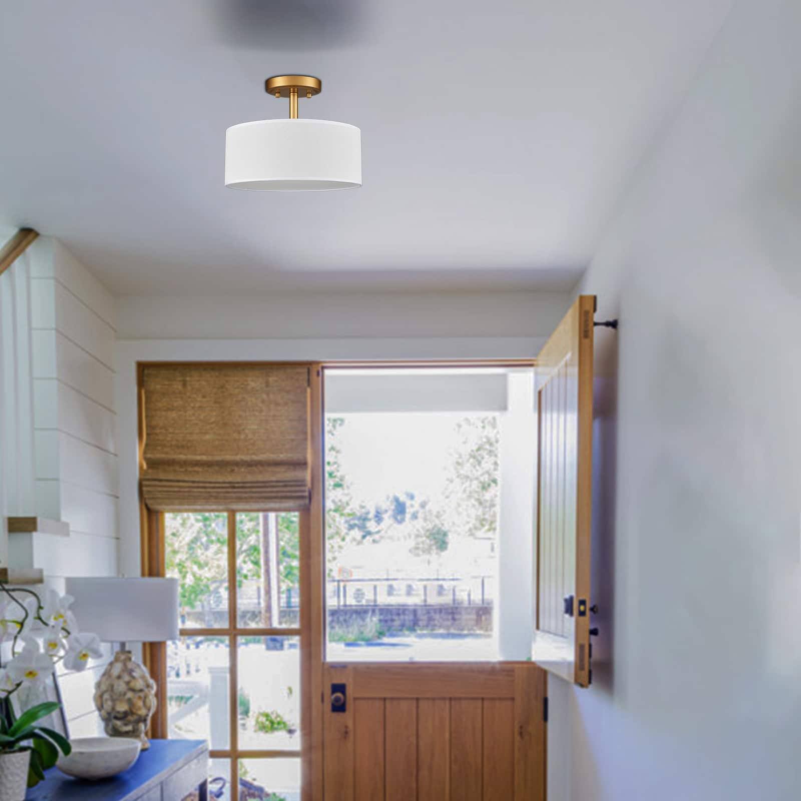 Alt View 4. MOOSE - Modern Gold Light Fixture Ceiling Mount Flush Mount Drum Ceiling Light Fixture - Gold.