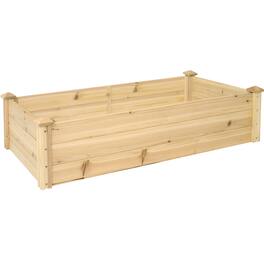 Sunnydaze - Wooden Fir Square Raised Garden Bed - 24 x 48.25 in - Light Brown