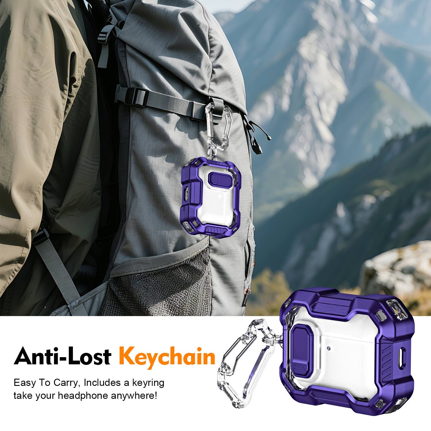 Anti-Lost Keychain  
Easy To Carry, Includes a keyring take your headphone anywhere!