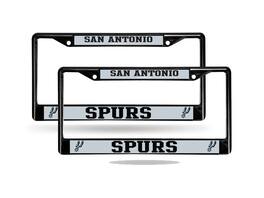 Rico Industries - San Antonio Spurs NBA Black Metal License Plate Frame - Set of 2 Frames - Multi