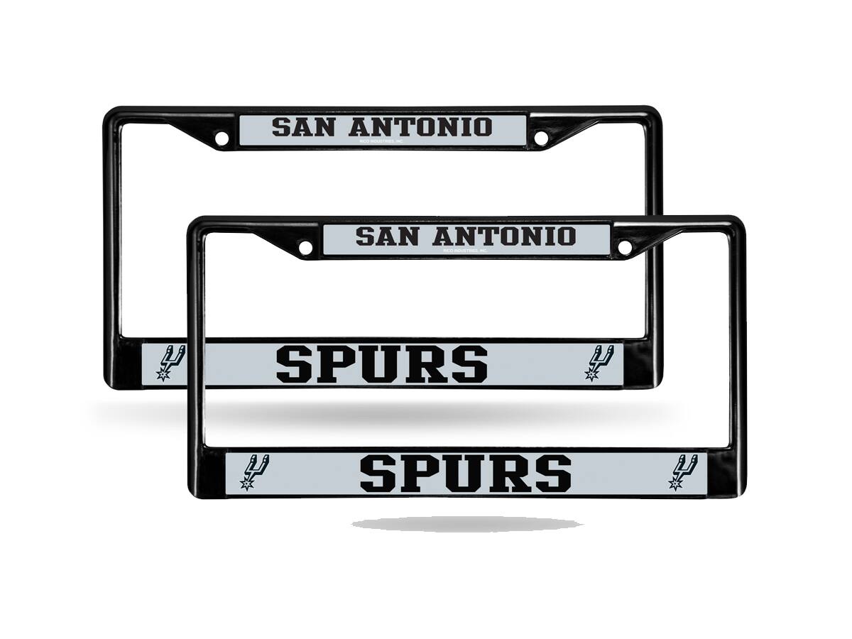 San Antonio Spurs NBA Black Metal License Plate Frame - Set of 2 Frames