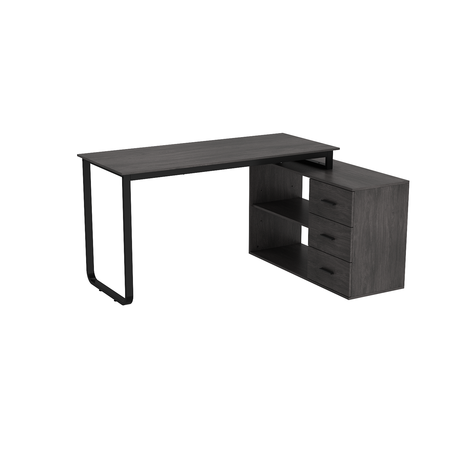 Alt View 10. Famapy - Famapy Multi - Color L - Shaped Desk: Corner - Friendly Design, Smooth Drawers & Versatile Use for Work/Gaming Setups - Dark Gray.