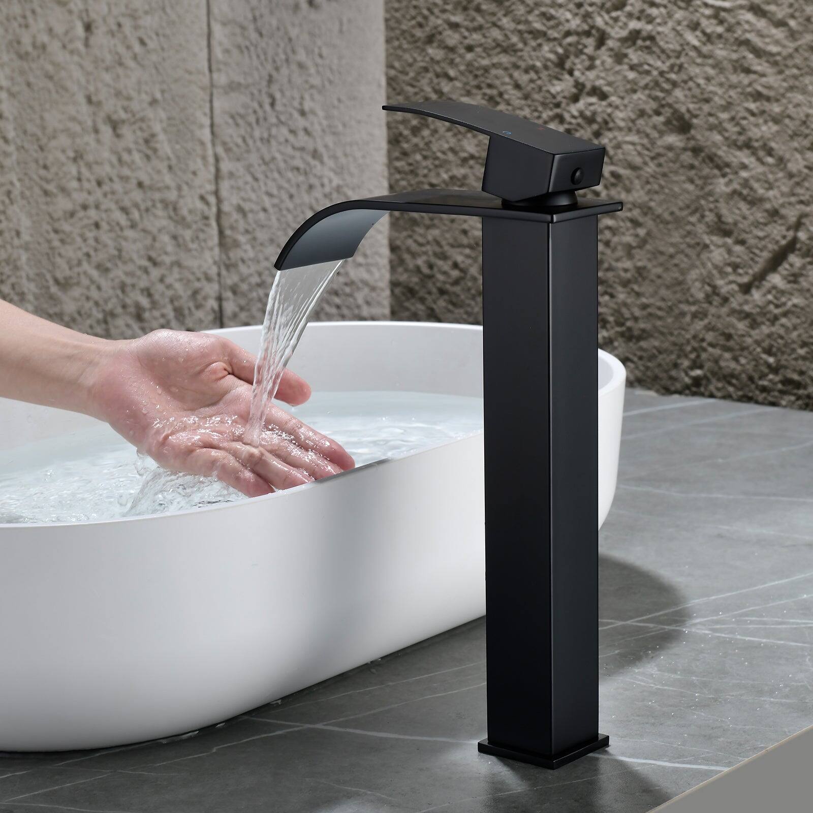 Alt View 5. Boyel Living - Black Faucet SUS304 Waterfall Spout cUPC Cartridge 60cm Supply Line Pop Up Drain - Matte Black.