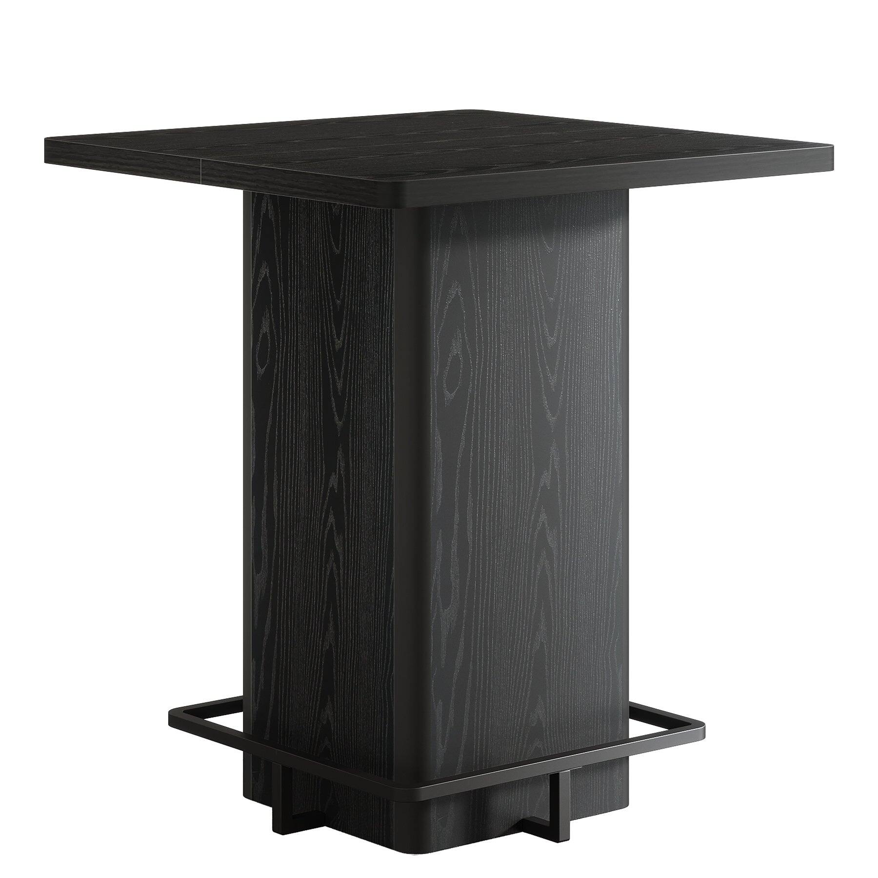 Alt View 4. Tribesigns - Bar Table with Engineered Wood Construction, Footrest and Wood Grain Finish for Kitchen and Living Room - Black.