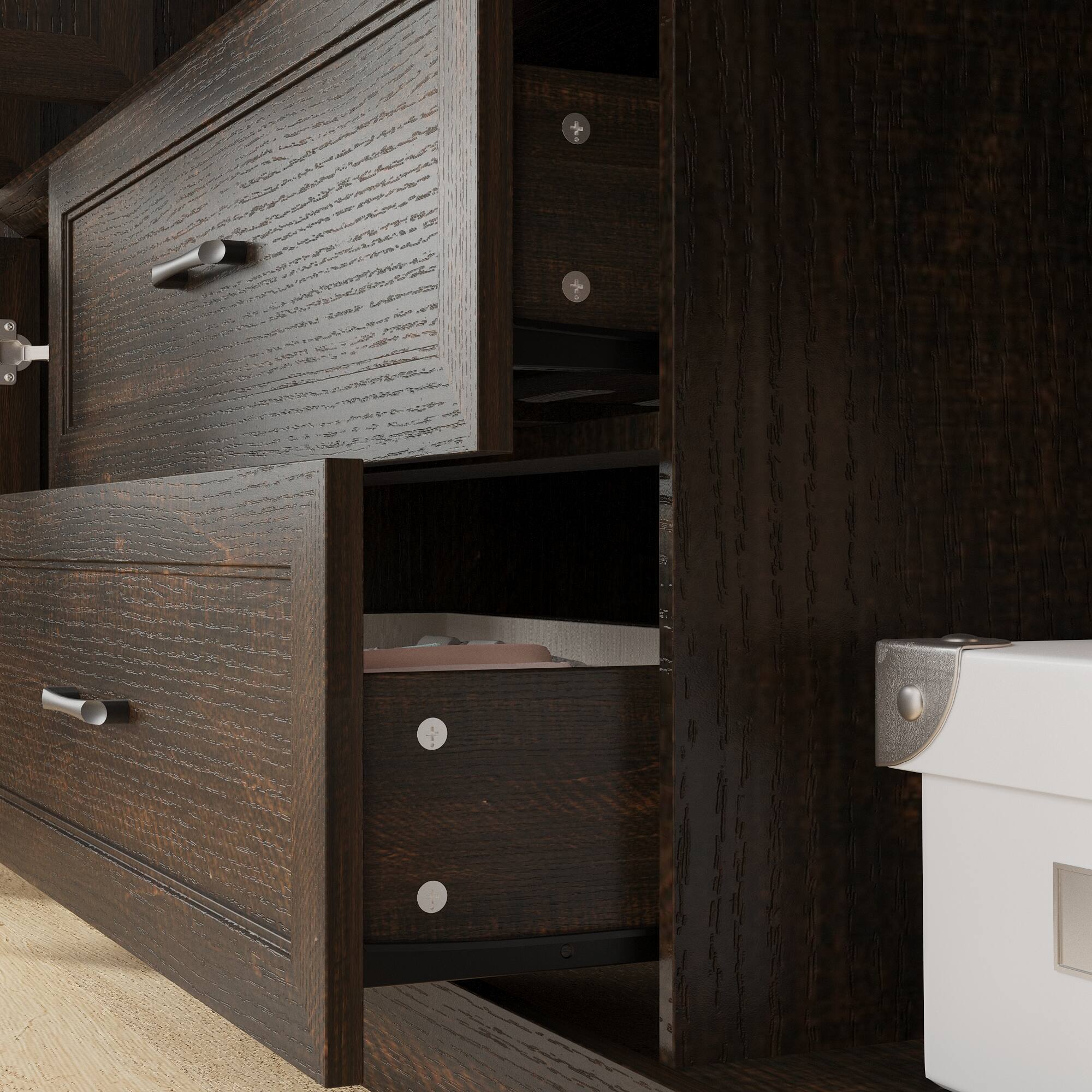 Alt View 6. FUFU&GAGA - Four-Door Wardrobe Closet with Shelves and Drawers for Complete Bedroom Storage - Black.