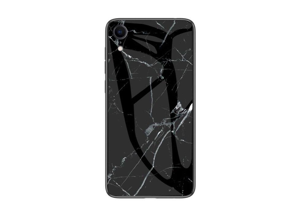 Front. kate spade new york - Kate Spade New York Protective Case for iPhone XR | Black & White Marble Design - Black & White Marble Design.