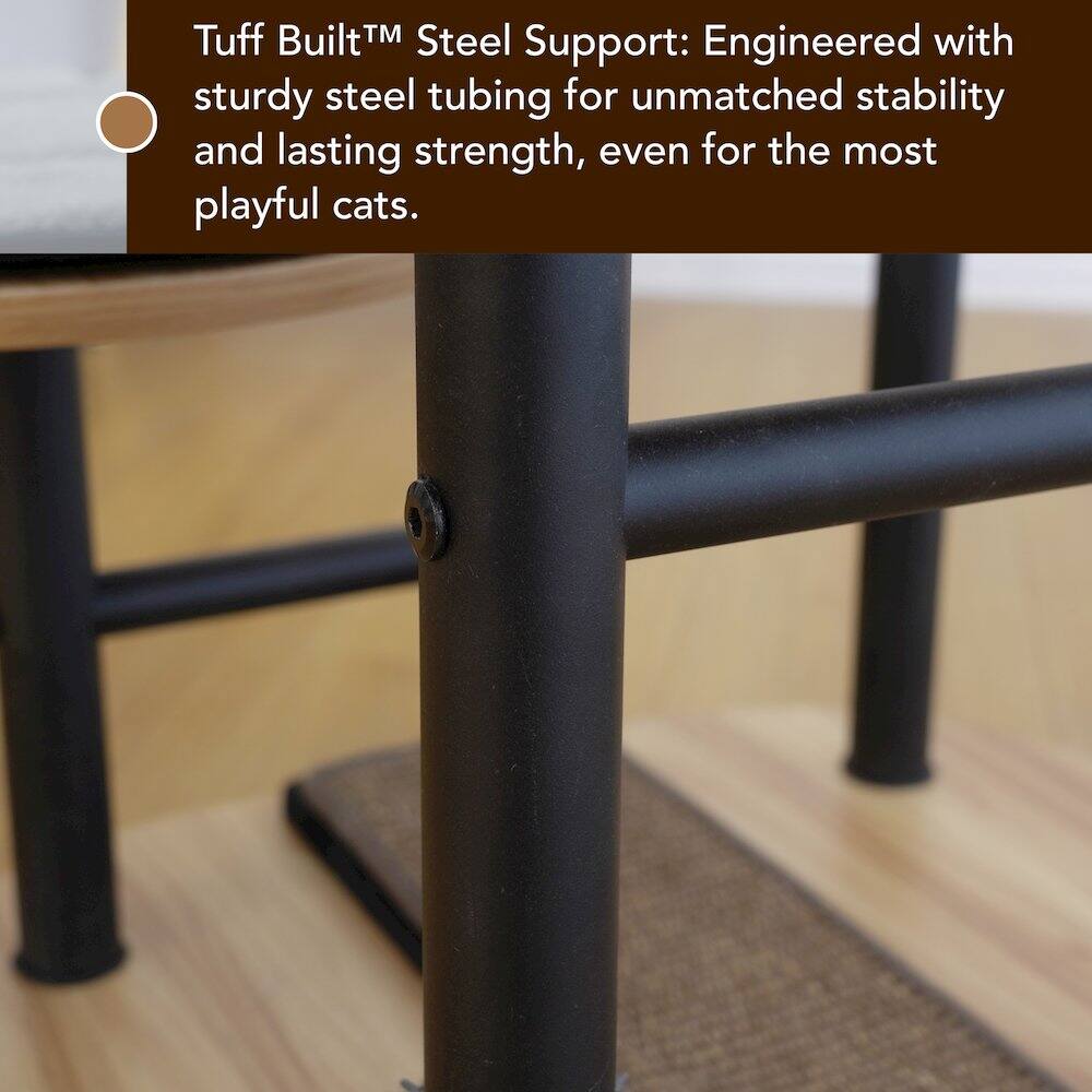Tuff Built™ Steel Support: Engineered with sturdy steel tubing for unmatched stability and lasting strength, even for the most playful cats.
