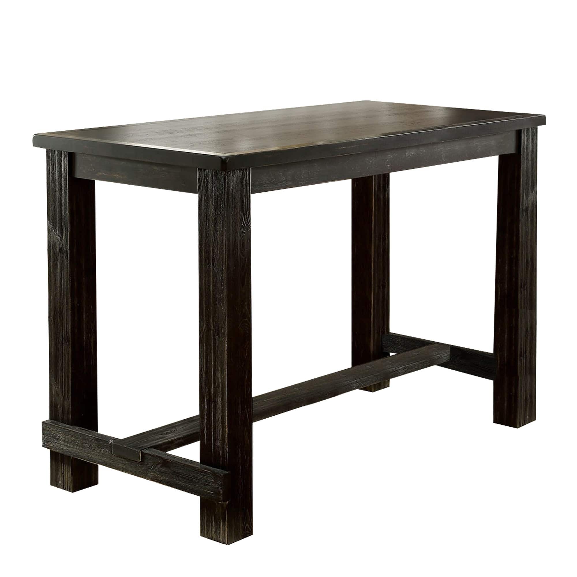 Manhattan Lane - Rustic Plank Wooden Bar Table with Block Legs - Brown