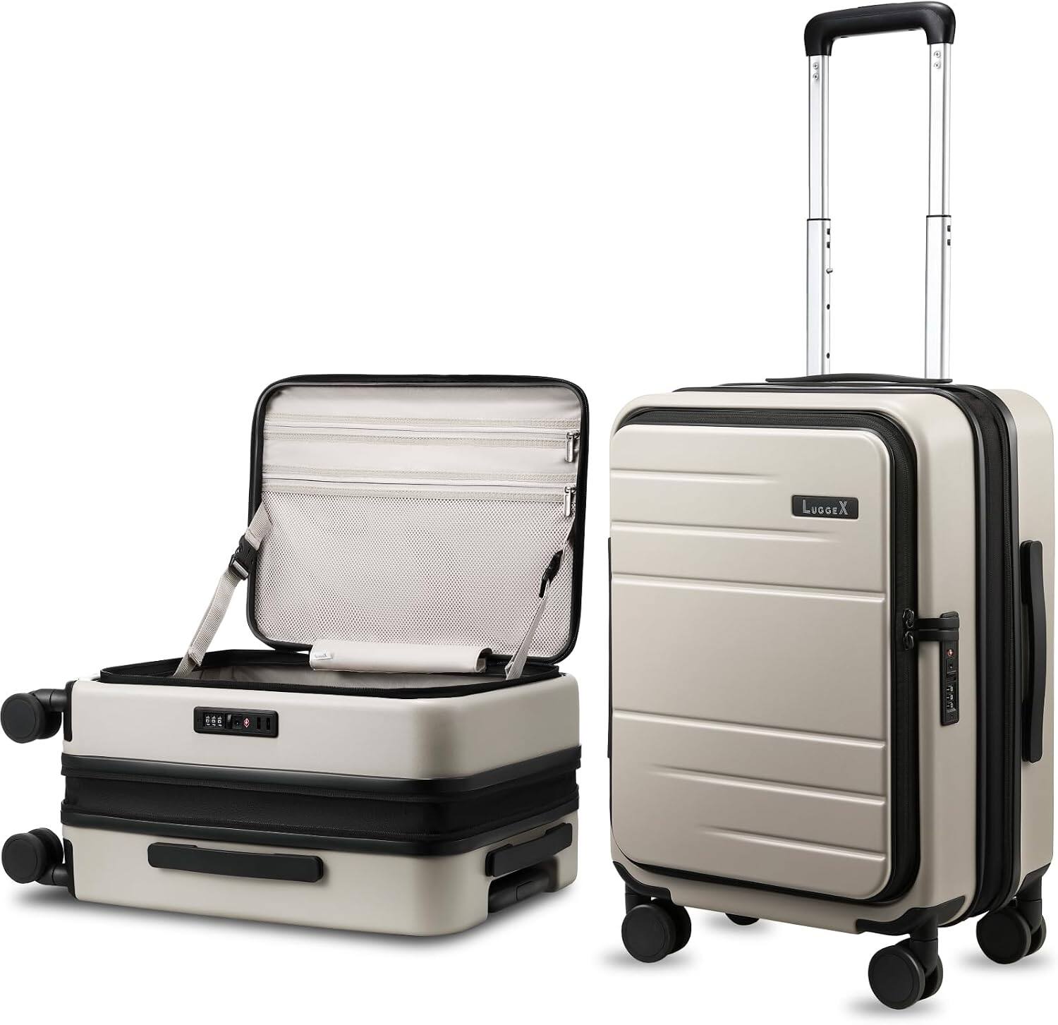 LUGGEX - Carry On Luggage Top Opening, Expandable PC Hardshell Suitcase with Wheels - White price history on PriceWatchPro