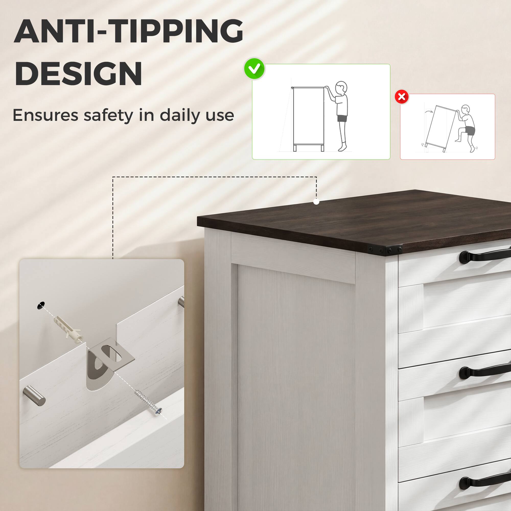 ANTI-TIPPING DESIGN  
Ensures safety in daily use
