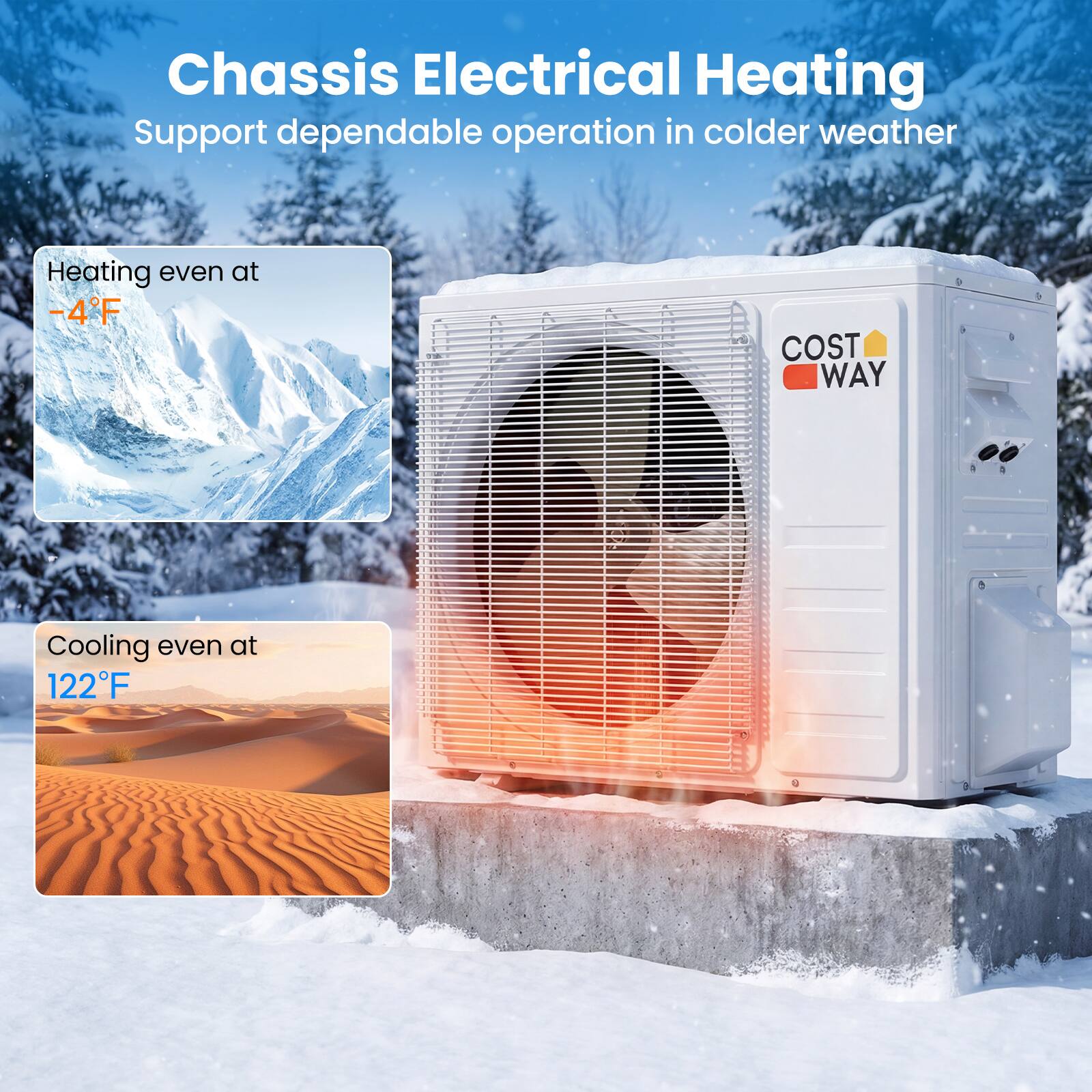 Chassis Electrical Heating  
Support dependable operation in colder weather  

Heating even at -4°F  

Cooling even at 122°F