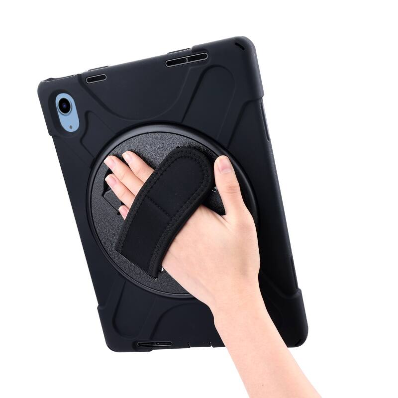 Alt View 3. Mybat - MyBat Rotatable Stand Protector Cover with Wristband for Apple iPad 11 (2025) / iPad 10.9 (2022) - Black - Black.