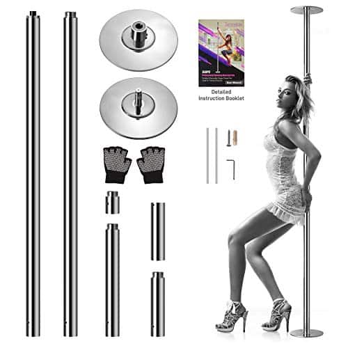 SereneLife - Professional Spinning Dancing Pole - Portable & Removable Fitness Pole (Chromed Surface) - Black