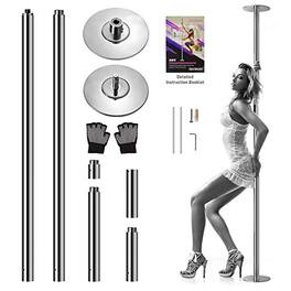 SereneLife - Professional Spinning Dancing Pole - Portable & Removable Fitness Pole (Chromed Surface) - Black