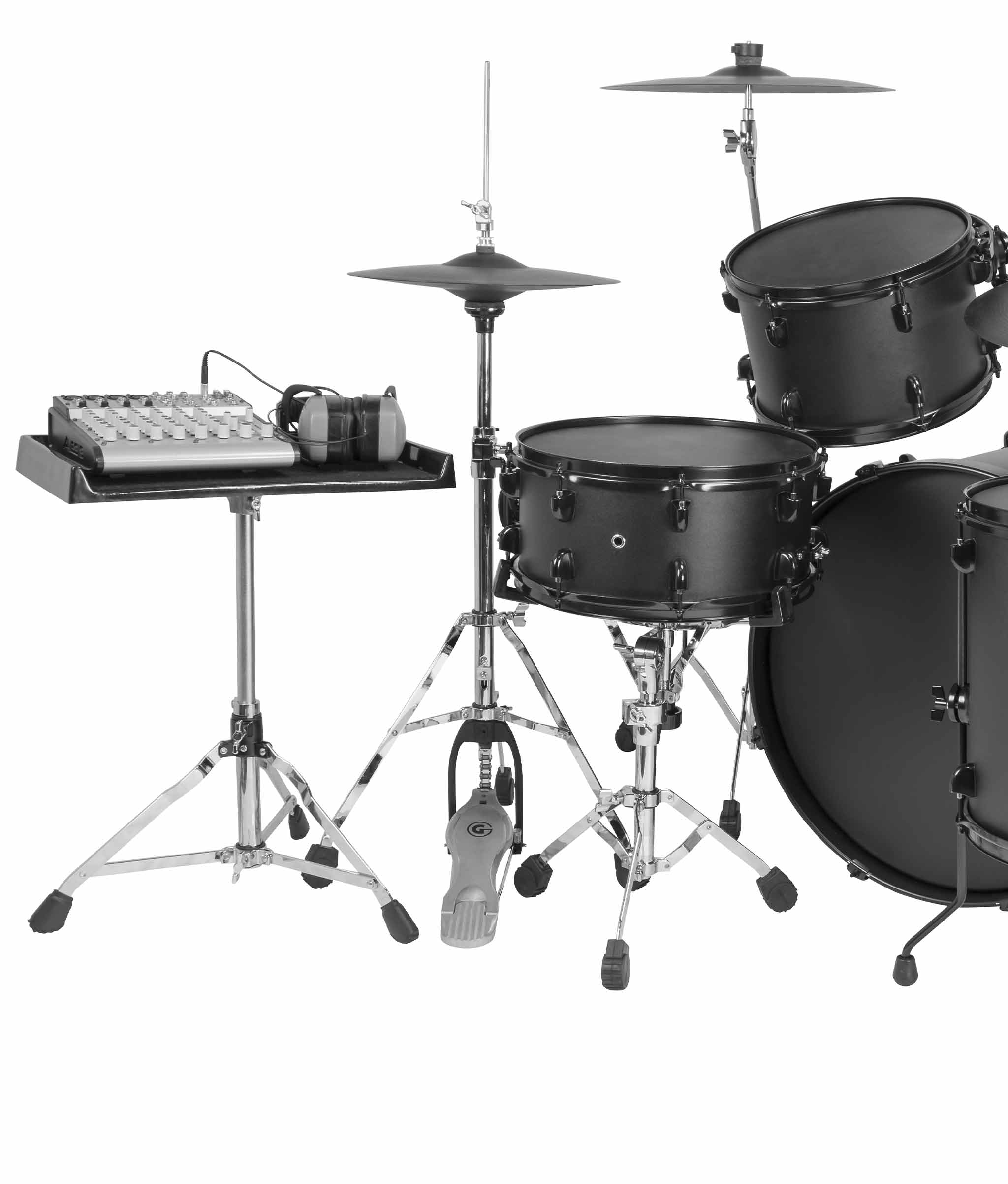 Left. Gibraltar Hardware - Pro Sidekick Essentials Station 16" x 10" Fiberglass Accessory Table with Adjustable Low-Profile Tripod Stand.
