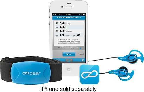  Pear Sports - Pear Mobile Personal Training System for Apple® iPhone® 4 and 5 - Black/Blue
