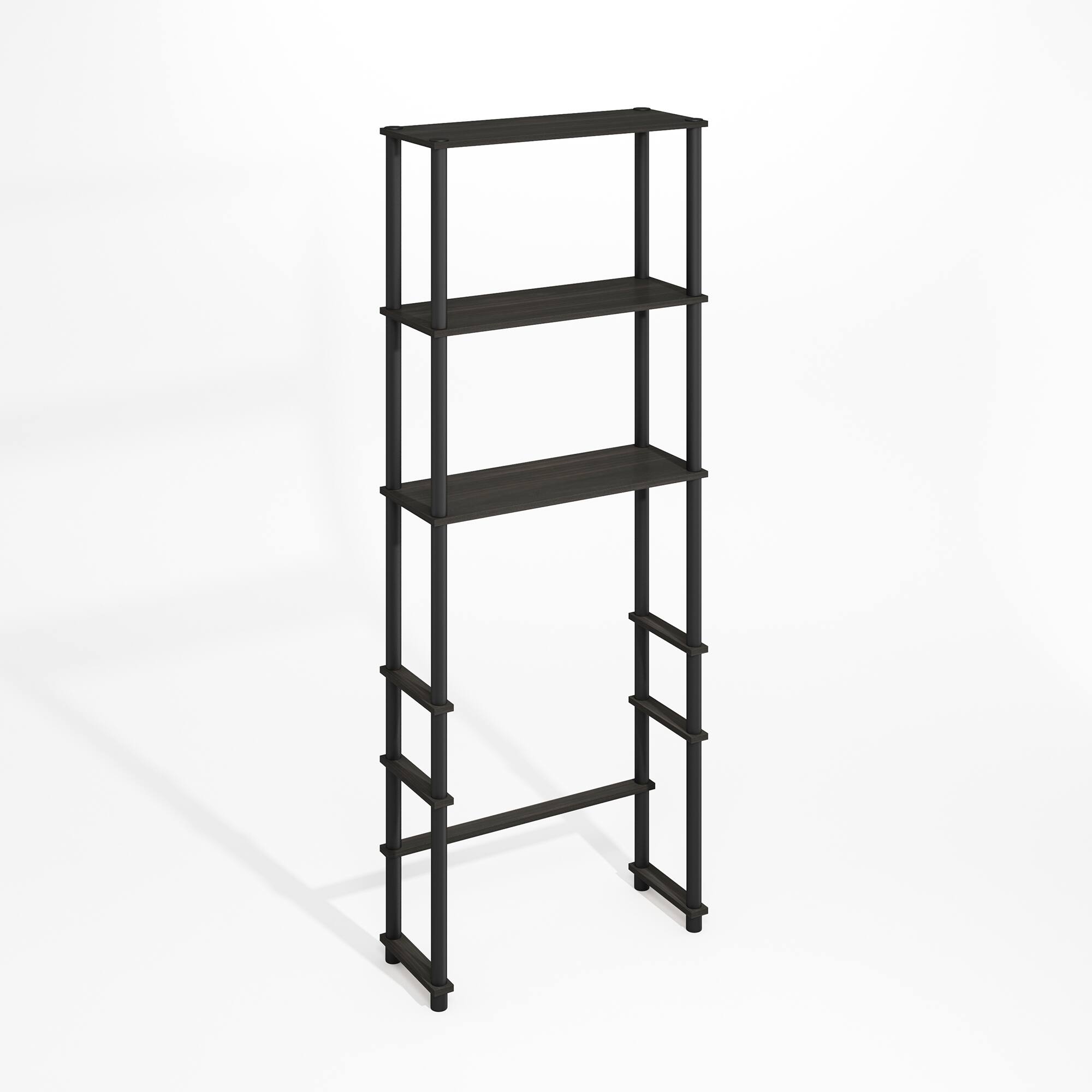 Front. Furinno - Turn-N-Tube Freestanding Over-The-Toilet Storage Rack with 3 Shelves - Black Espresso/Black.