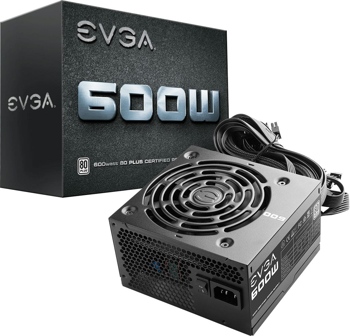EVGA - 600W ATX 12V/EPS 12V 80 Plus Power Supply - Black - Front_Zoom