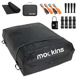 Mockins - 16 Cu Ft. Waterproof Car Roof Cargo Bag (45 in. x 34 in. x 18 in.) with Mat, Straps, Hooks, Lock & Carry Case