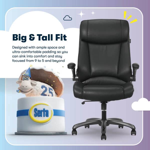 Big & Tall Fit  
Designed with ample space and ultra-comfortable padding so you can sink into comfort and stay focused from 9 to 5 and beyond.  
Cacta 25 Serta