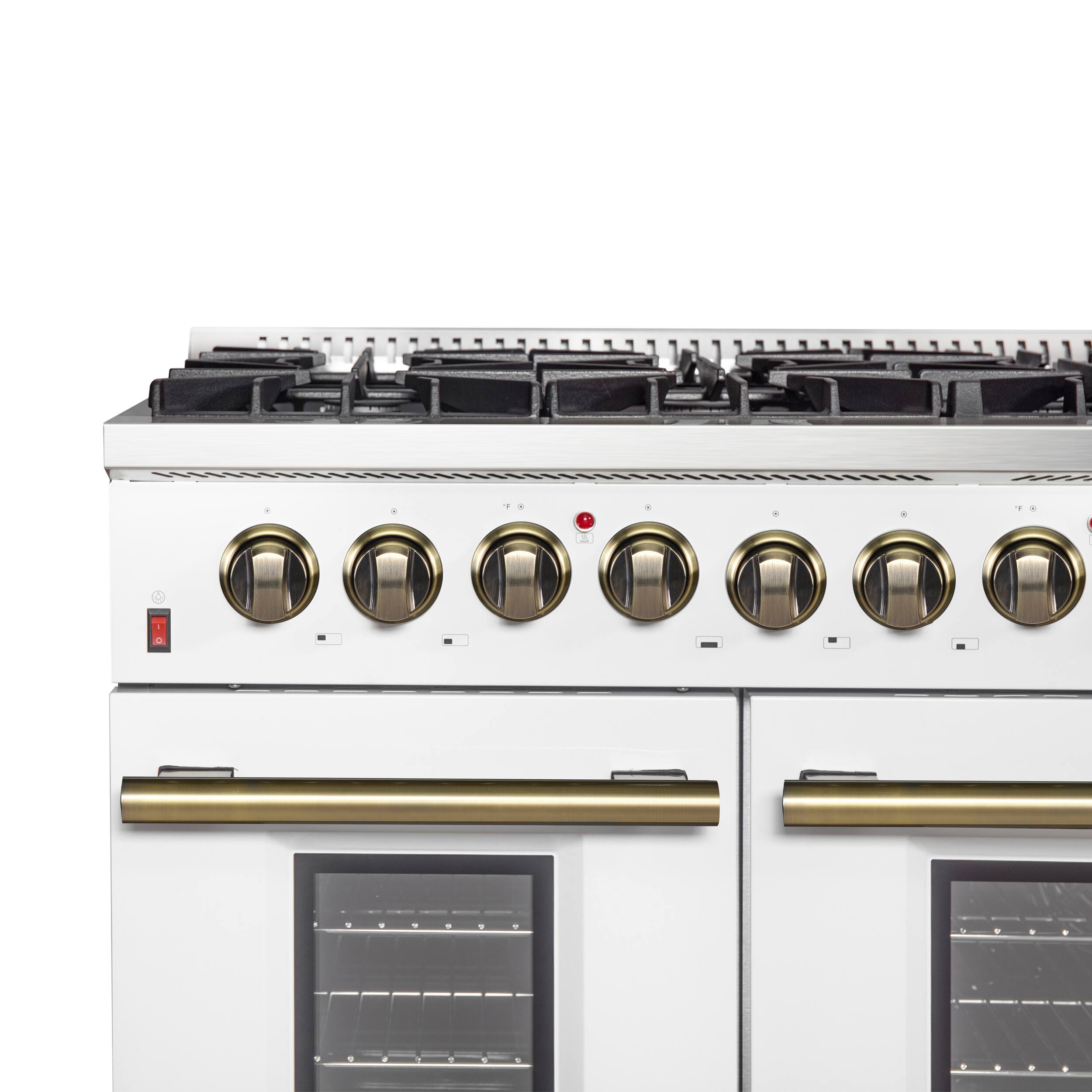 Alt View 9. Forno Appliances - 48 in. Wide 8 Burner Galiano 6.58 Cu. Ft. Freestanding Dual Fuel Range with Convection Oven and Griddle - White Door.