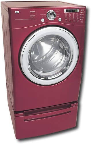 Angle Standard. LG - SteamDryer 7.3 Cu. Ft. 9-Cycle Extra-Large Capacity Gas Dryer - Wild Cherry Red.