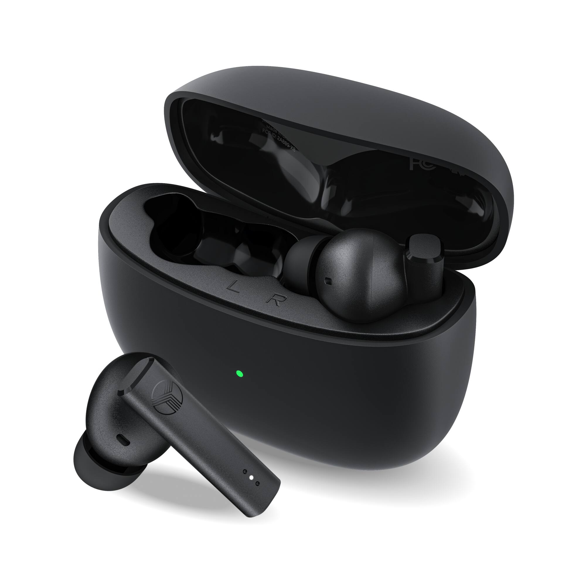 Front. TREBLAB - X8 True Wireless Earbuds - Active Noise Cancelling, Bluetooth 5.4, IPX5 Waterproof, 40H Playtime, Dual ENC Mics - Black.