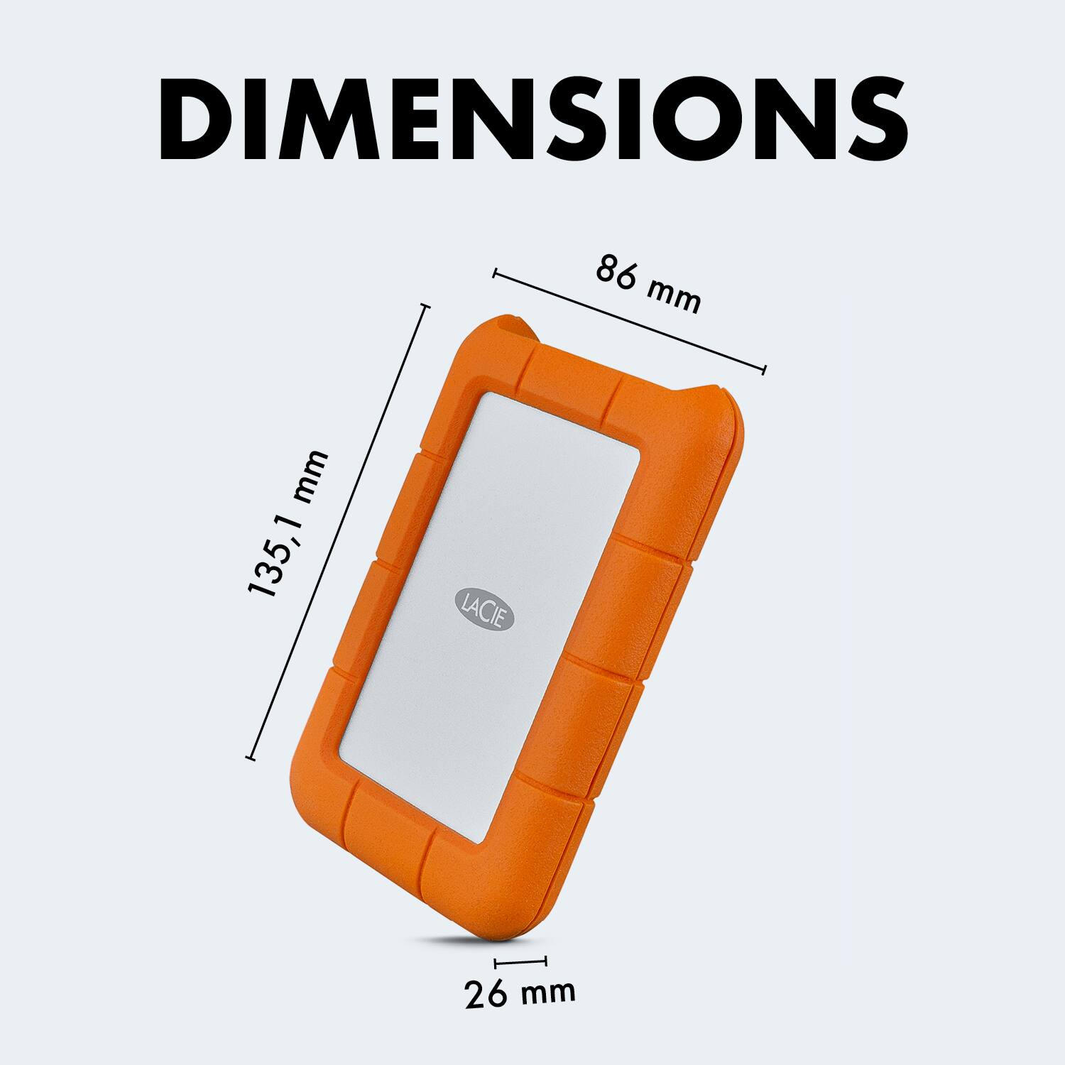 DIMENSIONS 86 mm x 135,1 mm x 26 mm