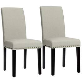 Kadyn - Dining Chairs, Kitchen Chairs Trattoria Chairs,Set of 2 Fabric Upholstered Dining Chairs with Nailhead-Light Sage - Beige