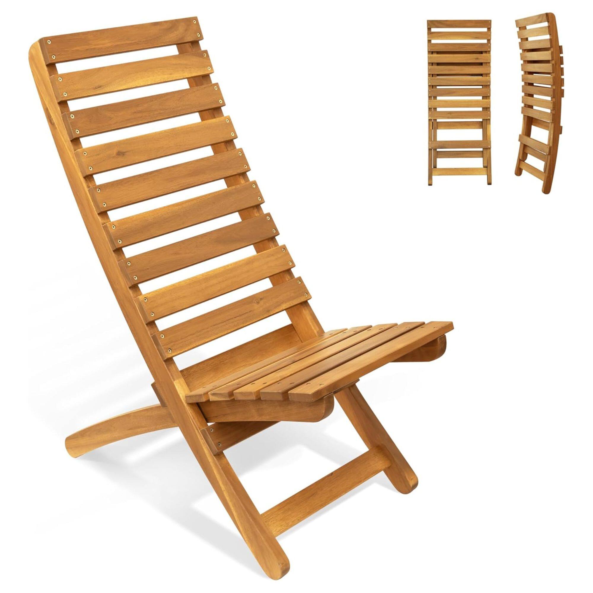 Alt View 10. Melino - Melino 2 Pack Folding Tamarack Chair Low Profile Patio Lounge Furniture, Natural - Natural.